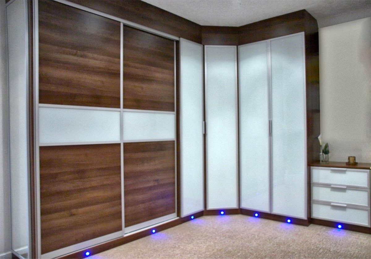 A selection of wardrobe door finishes, colours and handle samples