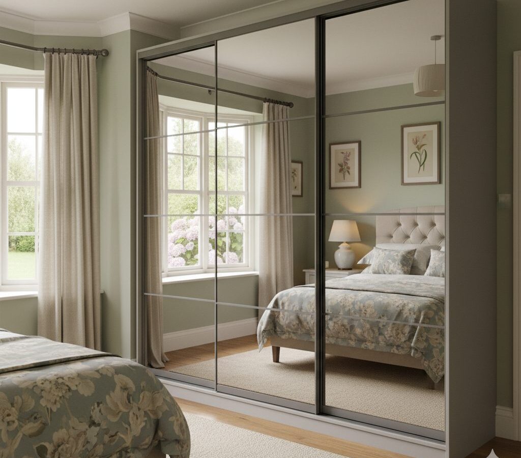 Bespoke fitted wardrobes with sliding doors in a North West bedroom