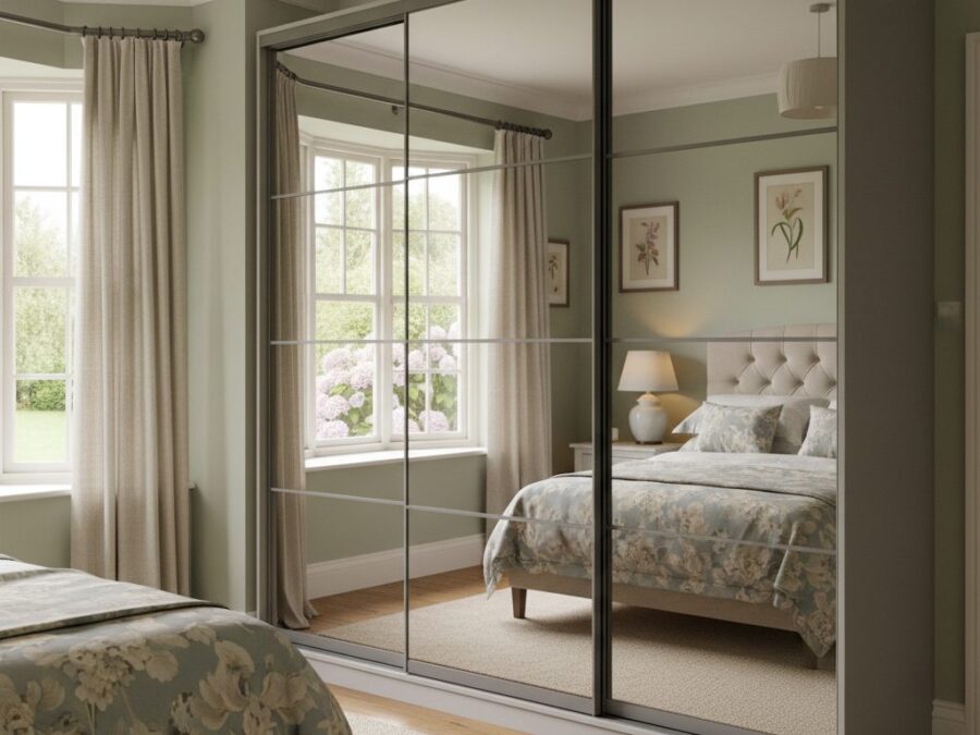 Bespoke fitted wardrobes with sliding doors in a North West bedroom